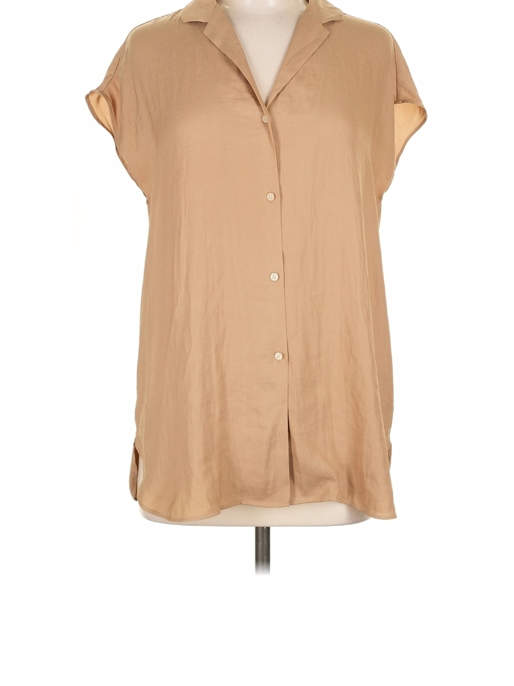 Banana Republic Short Sleeve Button-Down Tunic in Tan